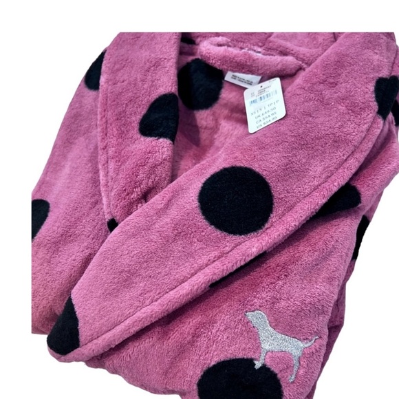 PINK Black Polka Dot Wrap Housecoat Bathrobe - Picture 6 of 8